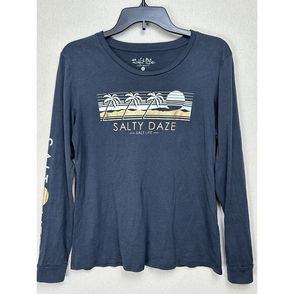 Salt Life Salty Daze T-shirt Men’s Sz Small Blue Long Sleeve Fishing Crew Neck - Picture 1 of 8
